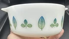 PYREX Promo #472 Server Dish Blue Green Leaf 1.5 pt Twin casserole 1959 (#2) Vtg
