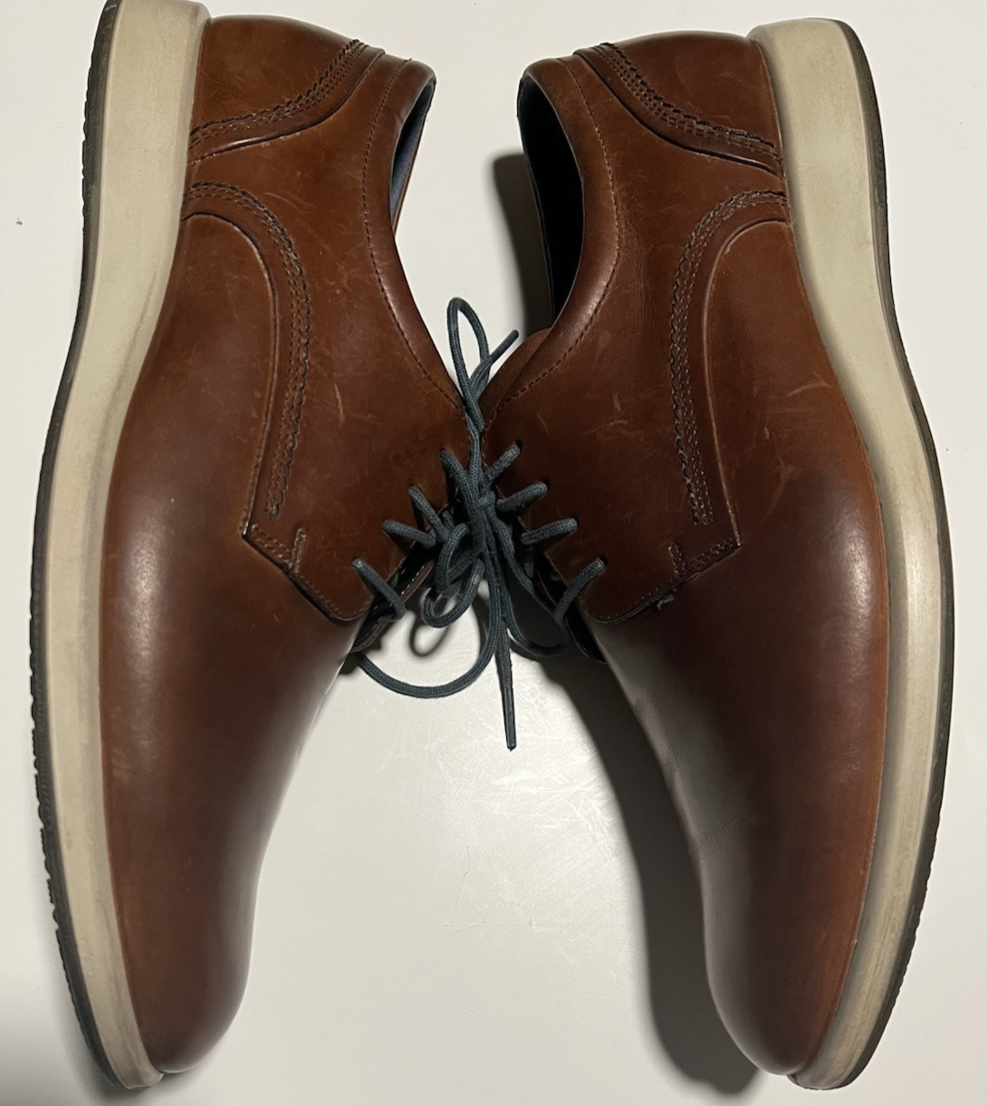 SAOLA Scarpe eleganti derby Ecco Jared da uomo taglia 44 UK in pelle marrone cognac sneaker casual