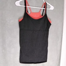 Gap Fit Tank Top Racerback Womens Size M Gray Charcoal Orange Sleeveless strappy