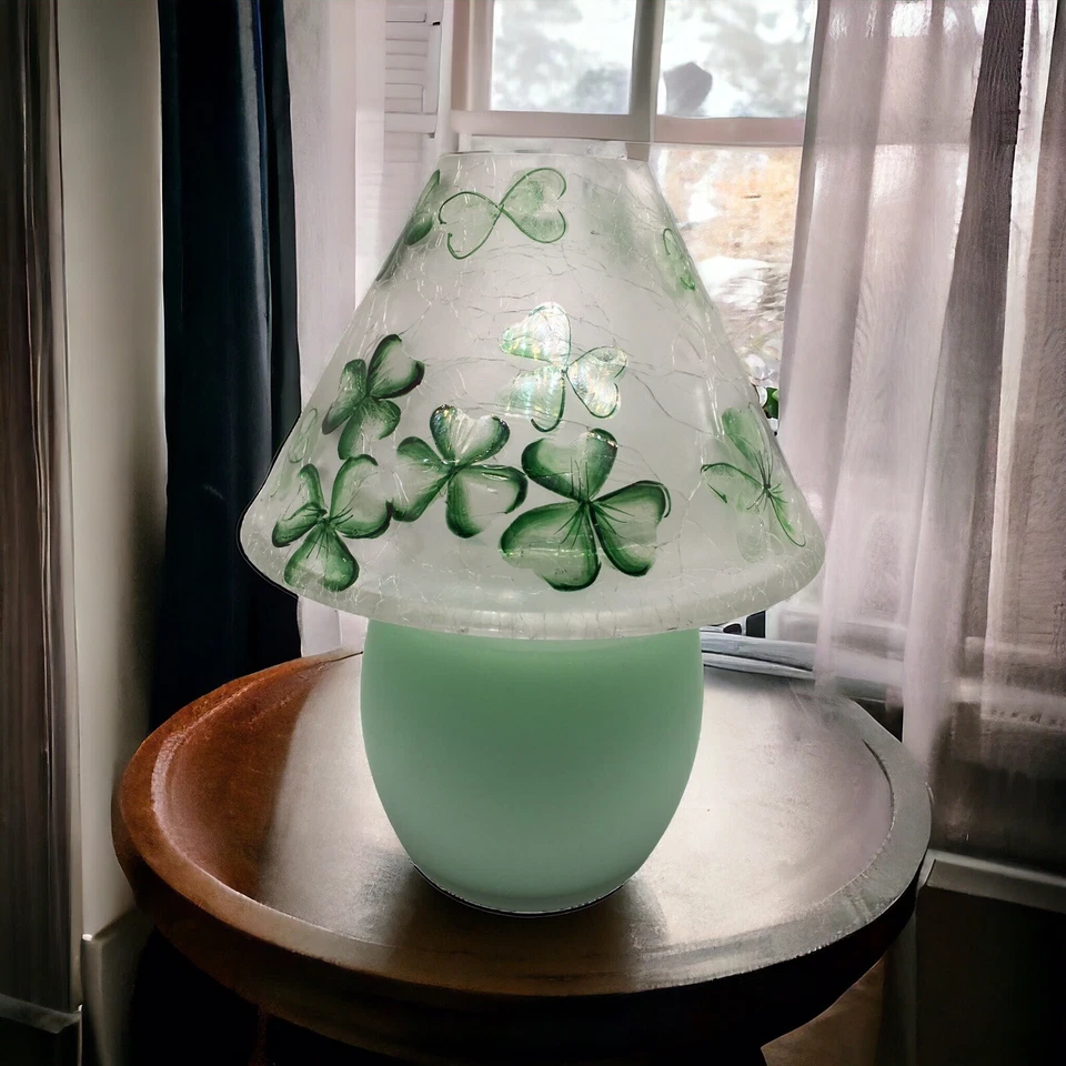 Illuminations Retired Candle Island Flowers + Crackled Glass Shade CELTIC DREAMS - Image 3 of 4