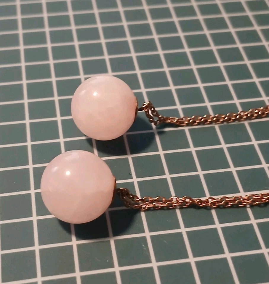 PENDIENTES COLGANTES MICHAEL KORS CADENA ORO ROSA, CRISTALES, BOLA CUARZO ROSA MKJ5473 Foto 4 de 4