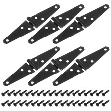 6Pcs Strap Hinges, 3 Inch Shed Door Hinges Gate Hinge with Screws, Black
