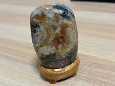 Suiseki Bonseki Bonsai Japanese Nishiki Stone from Akita with Wooden Stand