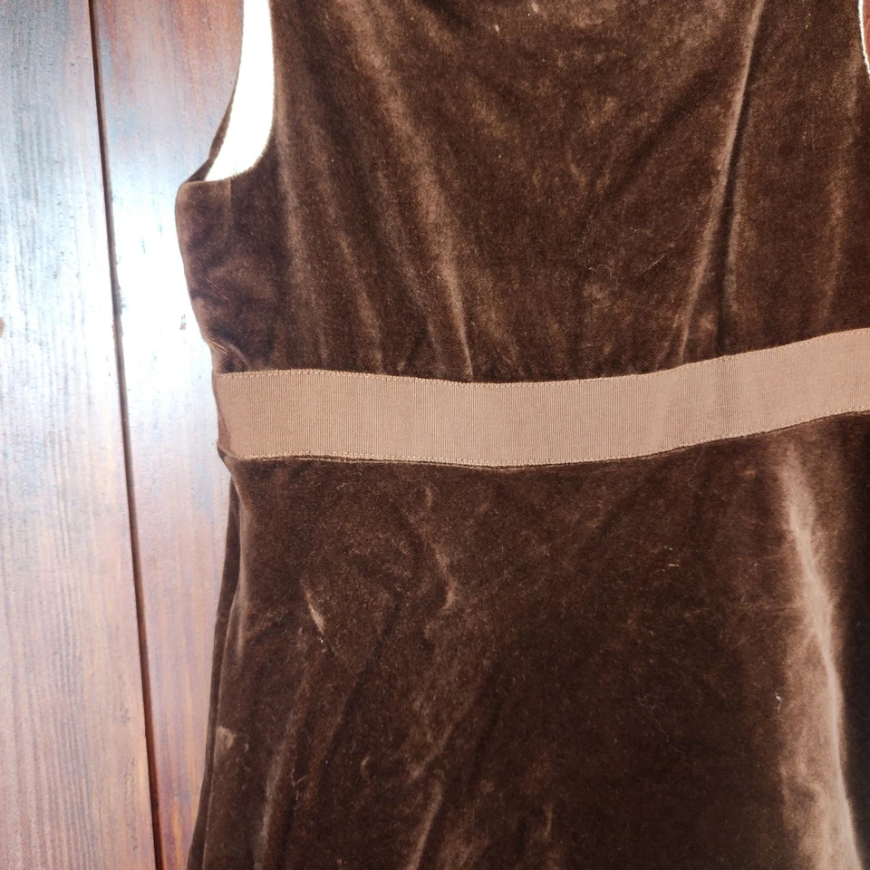 Vestido Papo d'Anjo tamanho 12Y marrom veludo grosgrain fita cintura mudança Portugal - Imagem 4 de 4