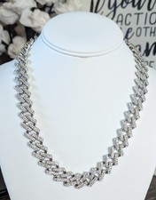 Stainless Steel Iced Cuban Chain Link Necklace 20 Inch - 12 mm.