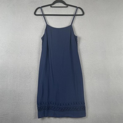 Esprit De Corp Dress Womens 9/10 Blue Slip Strappy Crochet Vintage 90s Grunge