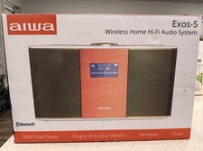 Aiwa Exos-5 Wireless Bluetooth Hi-Fi Home Speaker, FM Radio, Alarm Clock, Remote