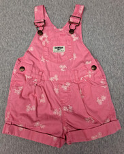 Osh Kosh B'Gosh VESTBAK Bright Pink Overall Shorts W/Bicycles w/Baskets 12 Mos