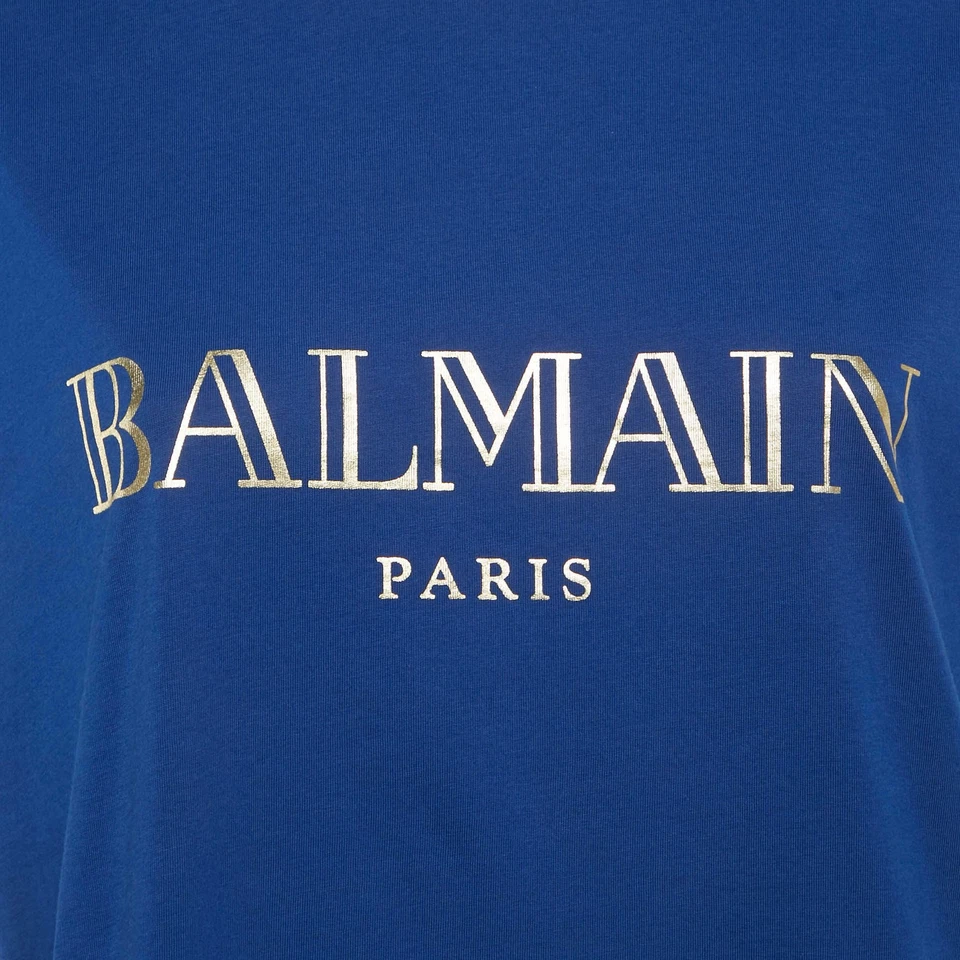 Débardeur en coton imprimé logo bleu Balmain M - Photo 3/4