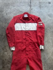 Vintage 1970s Worth Racing Zip Up Red Jumpsuit Coveralls Retro Racing Uniform
