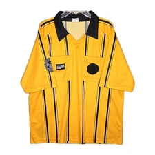 Official Sports Soccer Referee Jersey Mens XL Bold Yellow Black Short Sleeve 