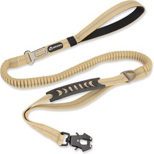 Tactical Dog Leash Heavy Duty, 4-6FT Shock Absorbing Bungee Lead with 2 Padded H