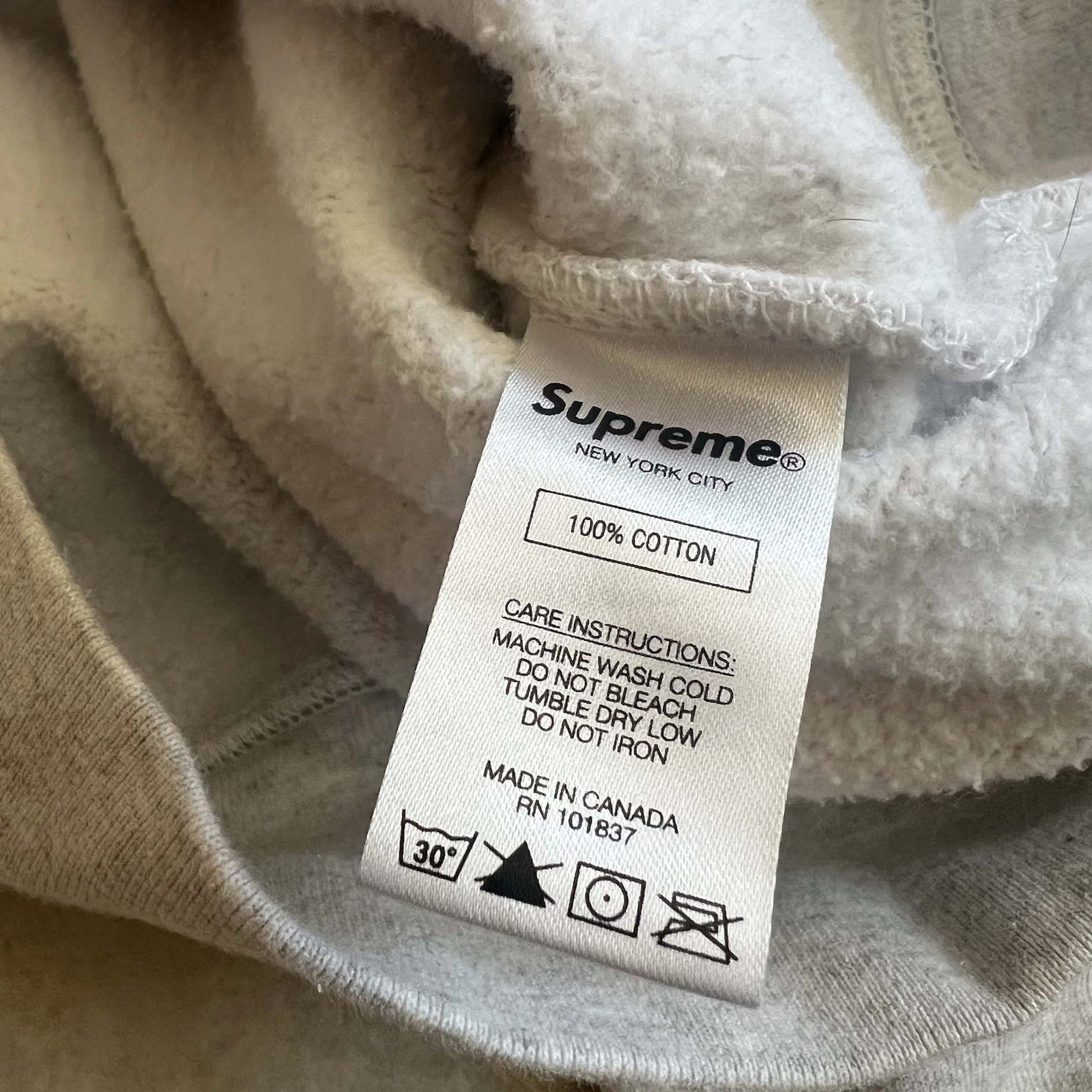 Supreme Enterprises Felpa con Cappuccio Uomo Large FW20 Grigio Ricamato Skate