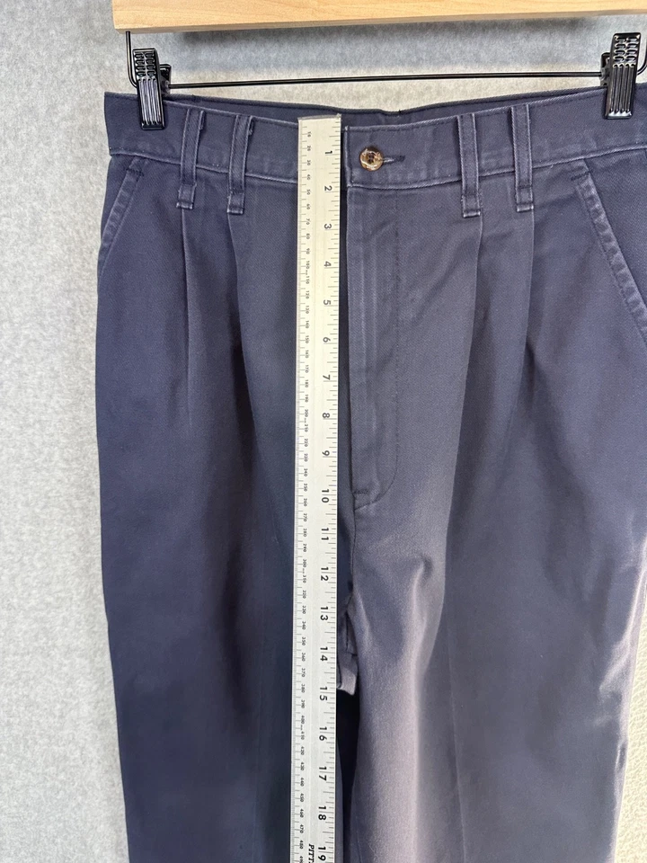 Pantalones elegantes para mujer azul marino talla 12 altos plisados delanteros cintura alta bolsillos puño Foto 3 de 4