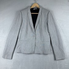 Tahari Women’s Blazer Coat Size 14 Formal Jacket Single Breasted Gray