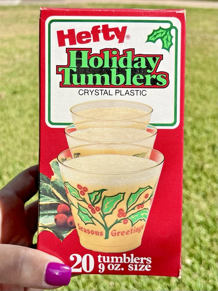复古 Hefty Holiday Tumblers 水晶塑料酒杯 圣诞派对 (40) — 第 2/4 张图片