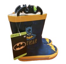 Batman Rain Boots Kids Youth Size 9 To 10 Blue Yellow Western Chief New