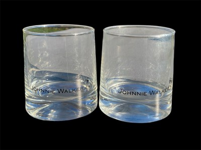 PAIR Johnnie Walker  Tapered  Round Whiskey Brandy Tumbler Glasses   MAN CAVE