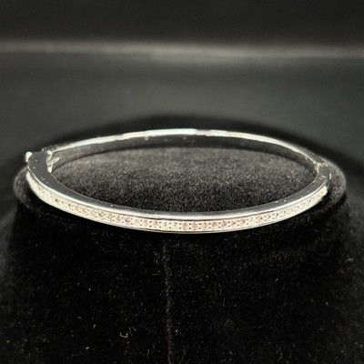 Danecraft Cubic Zirconia Stone Tennis Bracelet Fine Silverplate With Box SZ 6.5