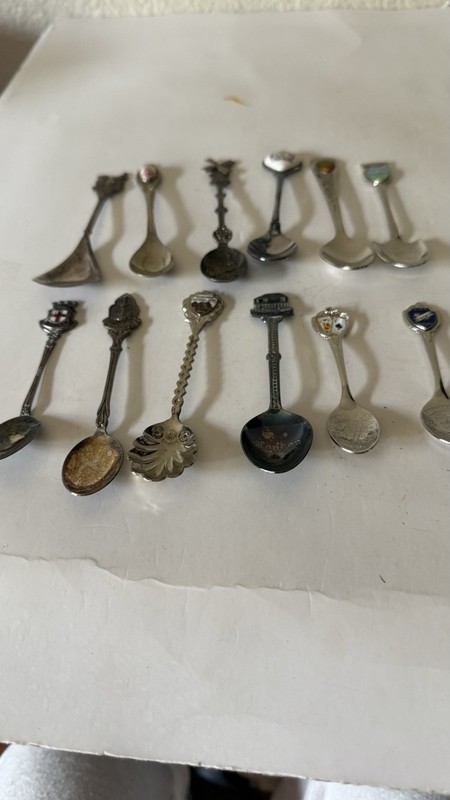 Vintage Souvenir Spoons Lot of 12 (Various Locales Themed)