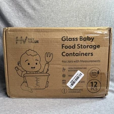 Hey Value  Glass Big Batch Baby Food Storage Containers - Set of 12 4-Oun...