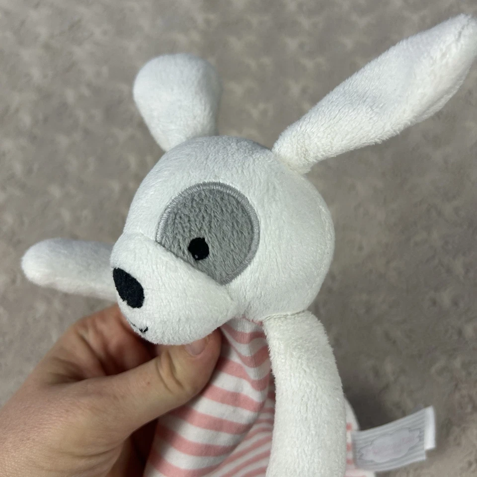 Munequitas Pink White Stripes Puppy Dog Lovey Security Blanket Gray Black - Image 4 of 4