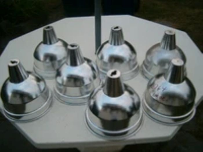 Vintage lot of 7 Anodized Industrial Aluminum Cone Reflector Light Shade