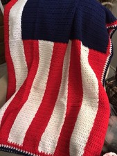 Couverture de canapé patriotique rouge blanc bleu drapeau américain fait main crochet