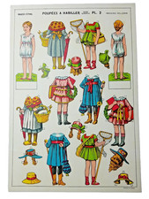 Vintage Imagerie Pellerin Poupees a Habiller Uncut Paper Dolls Plate 2 France