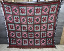 Mohawk Textiles Christmas Throw Blanket USA Made Sofa Stars Snow Winter Frilled