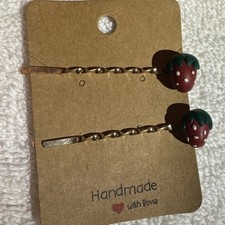 Handmade Strawberry Bobby Pin Hair Accessories Unique Made in USA NEW