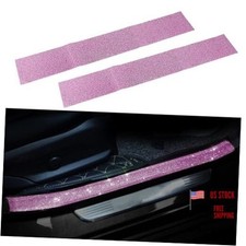 2PCS Car Door Edge Entry Guard, Bling Rhinestone Car Anti-Collision Pink