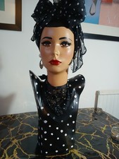   Hand painted vintage retro lady mannequin display head refurbished Retro Style