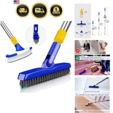 Floor Scrubber Grout Brush Set Long Handle Tile Shower Bathroom Cleaning