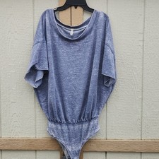 Free People Cozy Girl French Terry Bodysuit Washed Black Boho Oversized Edgy S
