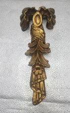 12" vintage Wood Wall pediment French gold gilded Florentine ribbon bow