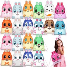36 Pcs Easter Drawstring Backpack Bags Cute Reusable Bunny Egg Chick Gift Bac...