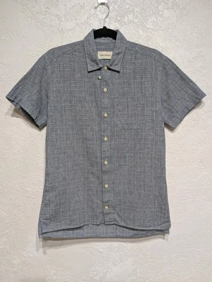 Chemise à manches courtes à carreaux en coton et lin mélangé Oliver Spencer p... - Photo 1/4