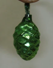 Japan Antique Green Glass Feather Tree Pinecone Vintage Christmas Ornament 1950s