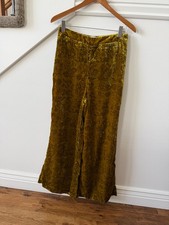 By Anthropologie Velvet Wide Leg Palazzo Pants Flowy Floral Size 8