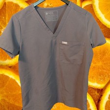FIGS Catarina Technical Collection V Neck Scrub Top Gray Size Small Womens