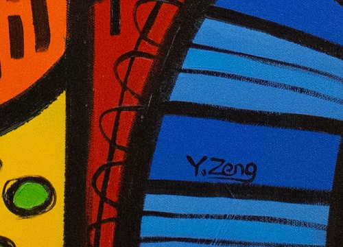 Playground Red, Original artwork oil painting, abstract painting 20''x24" - Picture 2 of 5