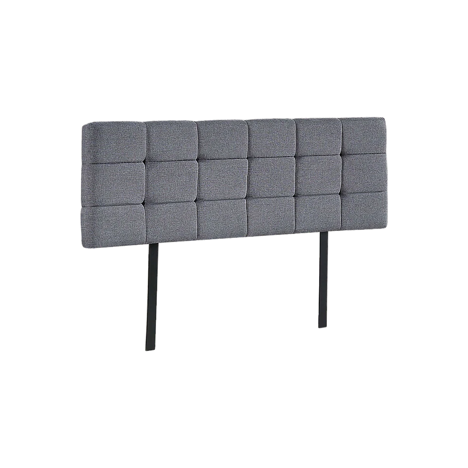 Linen Fabric Queen Bed Deluxe Headboard Bedhead Bedroom Furniture - Grey - image 2 of 4