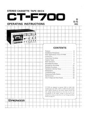 Pioneer CTF-700 Lettore Cassette Manuale del proprietario