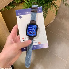 Thin Denim Leather Watch Strap Wristband For Apple Watch Series 10/9/8/7/6/5/4/3