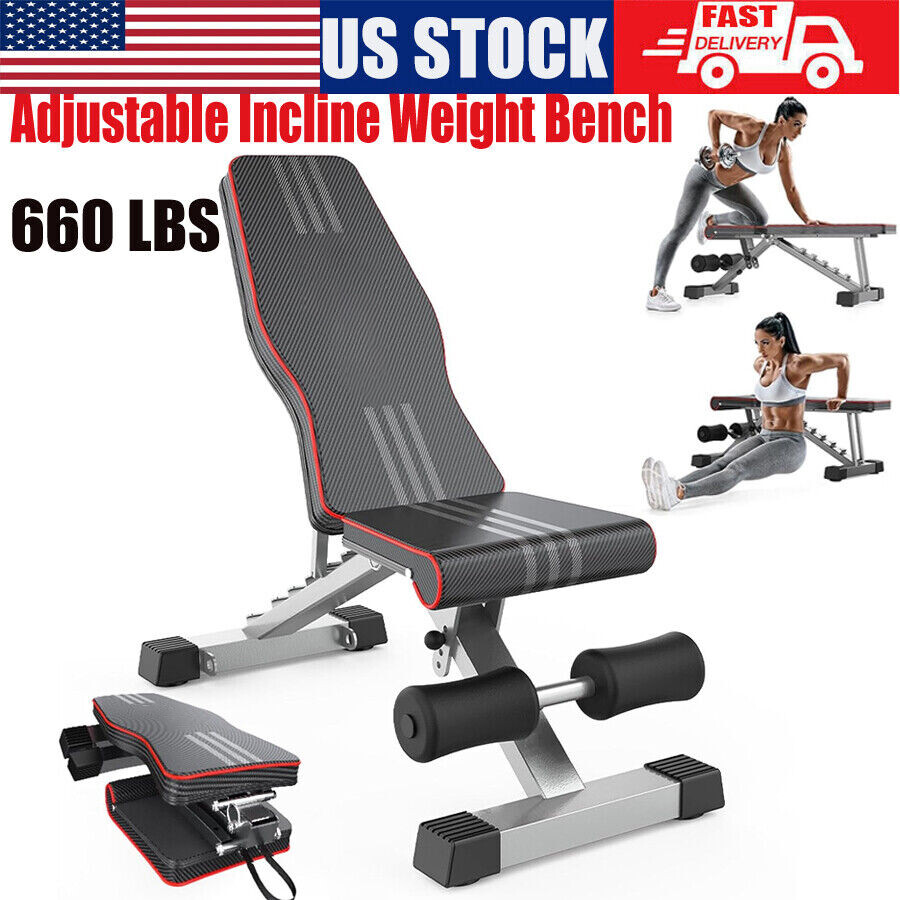 Adjustable Dumbbell Weight Bench Fitness Incline Decline Foldable Workout  Gym