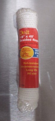 Rot resistant - 1/8 in. Dia. x 48 ft. L Diamond Braided Nylon Rope ...