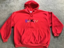 Mickey Co. Vintage Mickey Mouse Red Spellout Hoodie Sweatshirt Medium Disney