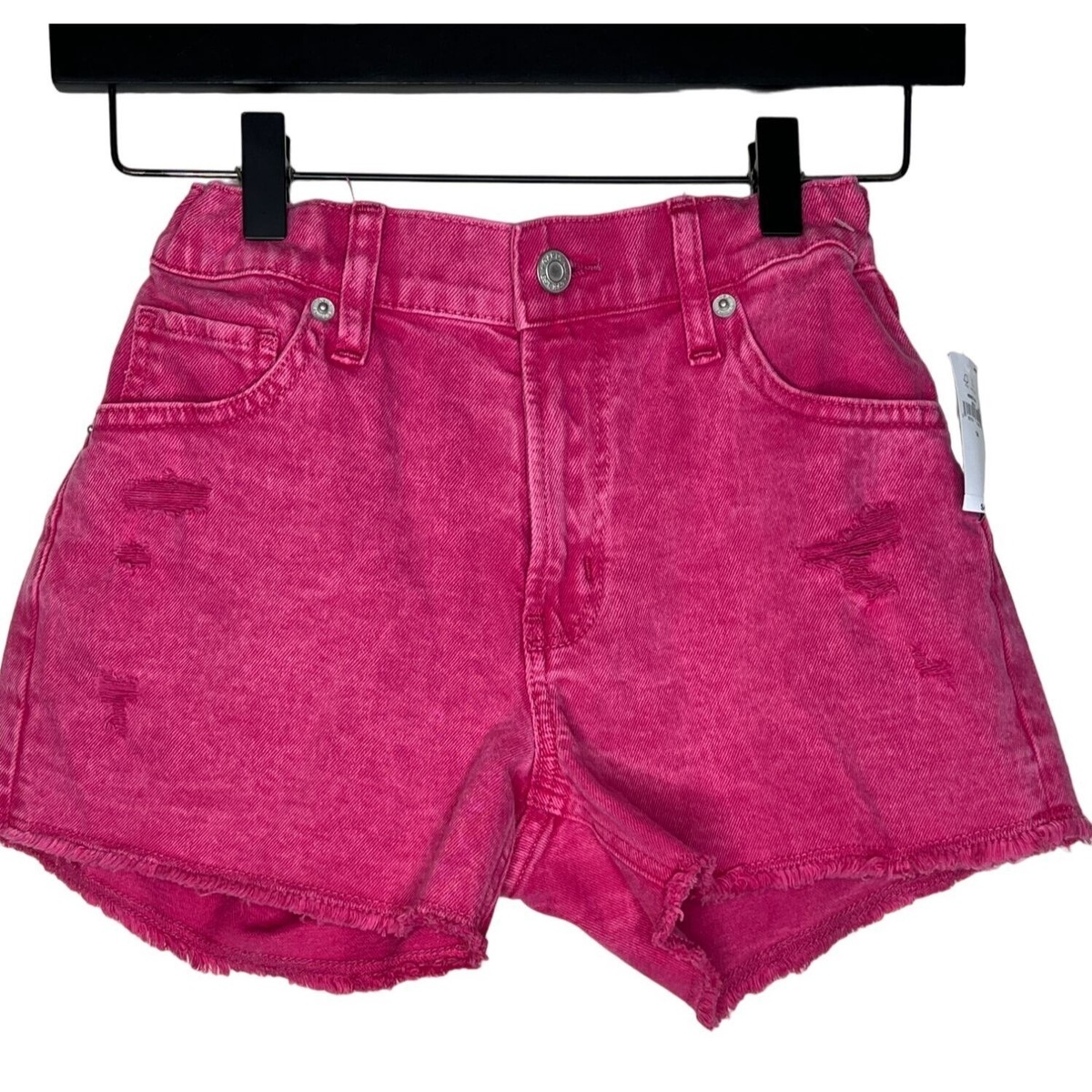 Gap Shorts Girls Pink Jean Cut Offs Denim Distressed Low Stride Short Sz 14  Kids