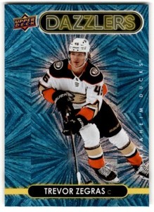2021-22 Upper Deck Dazzlers Blue Trevor Zegras Rookie #DZ-1 Anaheim Ducks